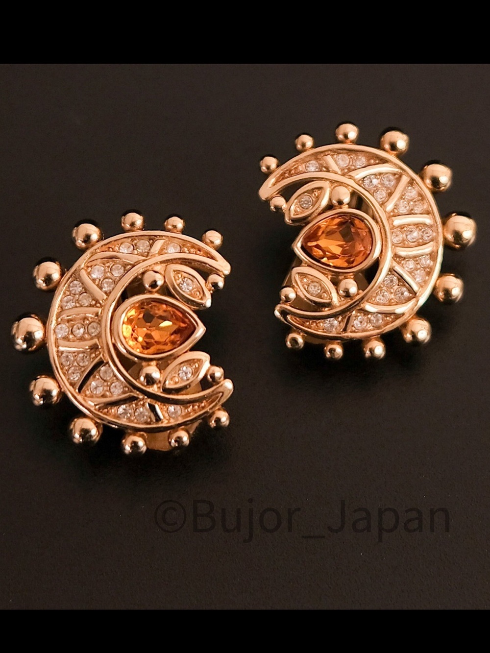 CHRISTIAN DIOR Vintage Crescent Moon Clip-On Earrings